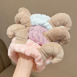Cute Sheep Horn Elastic Women Headband Soft Plush Wide Hairband For Female Girls Bath Wash Face Make Up Hair Bands