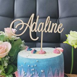 Personalised Name woodenAcrylic Cake Topper,Custom Happy Birthday Cake Topper Party Decoration Kids Birthday Party Supplies 211216