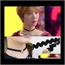 & Pendants Jewelryfashion Chokers Black Veet Skl Necklaces Women Punk Style Goth Ring Collar Choker Funky Gothic Short Chain Necklace Hallow