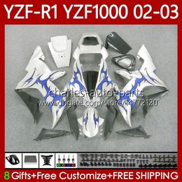 OEM Bodys For YAMAHA YZF R 1 1000 CC YZF-1000 YZF-R1 2002 2003 2000 2001 Bodywork 90No.95 YZF Blue silver R1 1000CC 2000-2003 YZF1000 YZFR1 02 03 00 01 Motorcycle Fairing