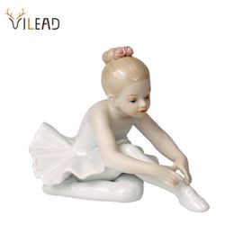 VILEAD Ceramic Ballet Girl Figurines Doll Room Home Decoration Accessories Living Bedroom Creative Gifts Garden Figures 210924