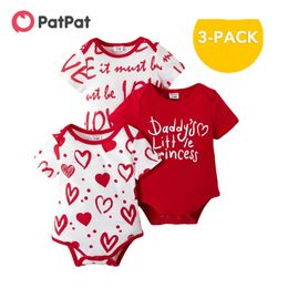 Arrival Summer 3-piece Baby Girl Love Letter Print Bodysuits Rompers 's Clothing 210528