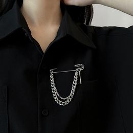 chain brooches Canada - Pins, Brooches Fashion Collar Pins Chain For Women Female Cloth Accessories Wholesale Safety Shirt Cross Star Simle Jewelry Gift