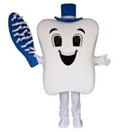 Halloween Blue Toothbrush and tooth Mascot Costume Top Quality Cartoon Anime theme character Adult Size Christmas Carnival Birthday Party Fancy Dres