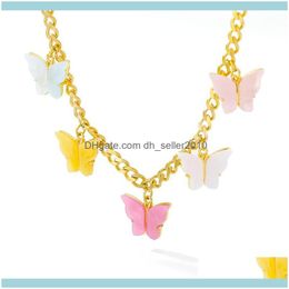 Necklaces & Pendants Jewelrybutterfly Necklace Colourful Chain Stainless Steel Collar Aesthetic Choker For Women Chrismas Jewellery Gift Bff Ch