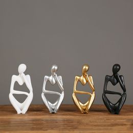 3Pcs/Set Abstract Thinker Statue Resin Figure Sculpture Artistic Office Home Decoration Handmade Crafts Holiday Gift