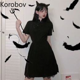 Korobov Summer New Chic Japanese Style Women Dress New Arrival Vintage Female Dresses Korean Harajuku A-Line Vestidos 210430