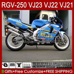 OEM Bodywork For SUZUKI blue RGVT RGV 250 CC RGV250 SAPC VJ23 Cowling RGV-250CC Body 107HC.79 RGVT-250 glossy VJ 23 RGV-250 Panel 97 98 RVG250 250CC 1997 1998 Fairing Kit