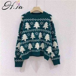 Women Christmas Sweater Jumpers Long Sleeve Pulllovers Winter Warm Outwear Thick Tops Red Chritmas Wear 210430
