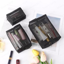 3pcs/set Cosmetic Bag for Women Transparent Net Yarn Zipper Makeup Case Large-capacity Portable Travel Toiletry Storage Bag