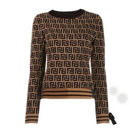 Women Sweater Autumn Round neck striped fashion Long Sleeve Women High End Jacquard Cardigan knitting Sweaters Coats