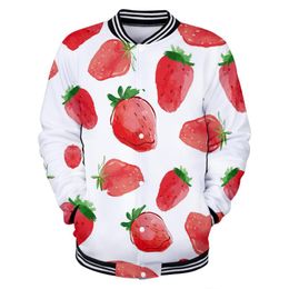 Men's Jackets 3D Fruits Baseball Jacket Men Women Fall Winter Harajuku Uniform Print Strawberry Boys Girls Tops