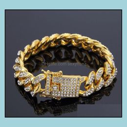 Link, Jewelrymens Hip Hop Gold Jewellery Simated Diamond Iced Out Bracelets Miami Cuban Link Chain Bracelet Drop Delivery 2021 Uoysb