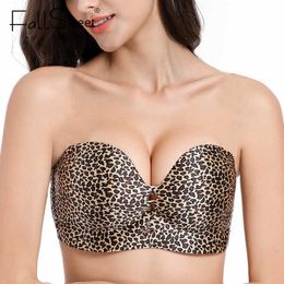 FallSweet Strapless Bra Push Up Plus Size Women Bras Sexy Bralette C D E Cup Seamless Lingerie 50 52 54 210623