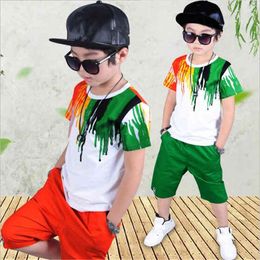 Boys Set Summer Kids Clothing Sets Stripe Colourful T-Shirt + Pants 2Pcs ChildrenClothes 210515
