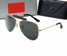 Classic designer Sunglasses metal frame glass lens pilot Men Women Vintage Design protection UV400 Oculos de sol masculino gafas with Accessories boxes