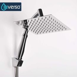 EVERSO 8" Bathroom Rainfall Shower Head Set Ceiling Rain Handheld Overhead High Pressure 210724