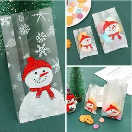 cookie gift bags UK - Christmas Decorations 50 Pieces Of Merry Gift Bag Baking Packaging Cartoon Claus Cookie Santa Candy Snowman N9N4