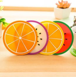 2021 New Table Accessories Kitchen Gadgets Candy Colour Fruit Shape Silicone Cup Mat Coaster Non-slip Insulation Pad