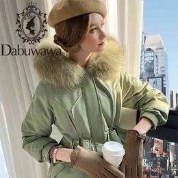 Dabuwawa Warm Elegant Fur Collar Women White Duck Down Coat Jacket Casual Pocket Parka Female Winter Windproof Jacket DT1DPK011 210520