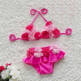 Cute 3D flowers 0-24M Baby Swim Suit Toddler girl Swimwear infant bikini bathing suit biquini infantil 210529