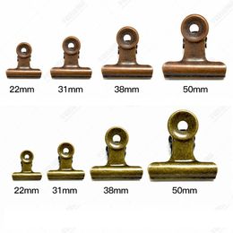 4 Size Retro Round Metal Grip Clips Bronze Bulldog Clip Metals Ticket Paper Clips For Tags Bags Office Wholesale