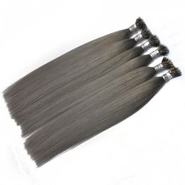 Grey Colour silk straight 8a nano ring hair extensions 0 8g s 300st pack factory prices free dhl