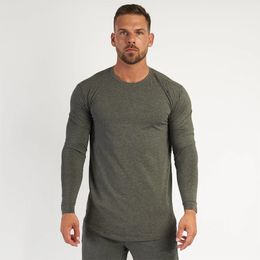 Men's Cotton Fashion T-shirt Full Sleeve Mens Autumn Tshirts Male Gym Bodybuilding Tee Shirts Casual T Shirt For Man Sportswear 210421