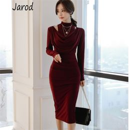 Ruched Draped Waist Bodycon Knitted Dress Women Spring Pencil Dresses OL Bottoming Fitted Vestidos 210519
