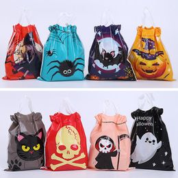 50st/Lot DrawString Candy Halloween Bag Wraps Pumpkin Vampire Ghost Witch Handväskor Plasttecknad tecknad trick eller behandla väskor Kids Party Gift JY0625