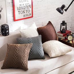 Cushion/Decorative Pillow Hand Knit Cushion Cover Breathable Comfortable Solid Color Pillowcase For Home Bedroom Soft Car Decor 45x45cm