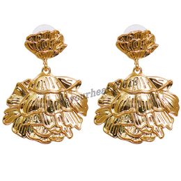 Top New Fashion High Quality Dangle Earrings Gold Colour Vintage Jewellery Advance Testure Metal Earrings For Women Accessories Preferred