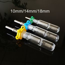 Mini 10mm 14mm 18mm Joint Small Nector Collectors Kit NC Kits Oil Dab Rigs With Titanium Nail Plastic Clip NC09