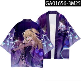 Plus Size Anime Genshin Impact Cosplay Keqing/Klee/Fischl/Jean/Barbara/Diluc Cape Printed Cartoon Cloak Costume S-5XL Bathrobe Y0903