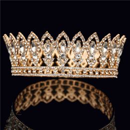 Baroque Vintage Bride Crown Wedding Diadem Queen King Tiaras and Crowns Headbands Prom Party Wedding Hair Jewellery Accessories X0625