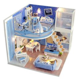 2020 Christmas Decoration DIY Doll House Wooden Doll Houses Miniature Dollhouse Furniture Kit Toys for Children New Year Christmas Gift