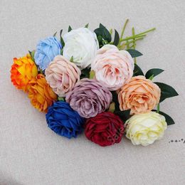 Single Stem Rose Flower 30cm in Length Artificial Silk Roses Wedding Party Home Decorative Flowers White Pink Red DAS366