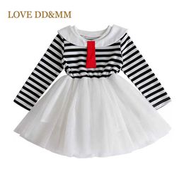 LOVE DD&MM Girls Preppy Casual Dresses Autumn Long-Sleeved Girls Striped Dress Adorable Party Costumes Baby Outfits 210715