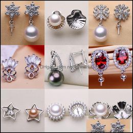 Jewelry Settings Diy Pearl Stud Earrings Fashion S925 Sier For Women Mounting Earring Blank Wedding Gift Drop Delivery 2021 Wsekl