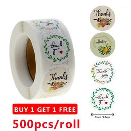 Round Labels Thanks Flowers Handmade Packaging Sticker For Candy Dragee Bag Gift Box Packing Wedding Stickers Wrap