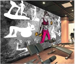 Custom photo wallpapers 3d murals wallpaper for living room Retro cement beauty sports fitness gym mural tooling background wall papers