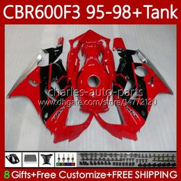 Fairings +Tank For HONDA CBR 600 600F3 CBR600 F3 FS CC Red black 1997 1998 1995 1996 Body 64No.130 CBR600F3 600CC 600FS 95-98 CBR600-F3 CBR600FS 97 98 95 96 Bodywork Kit