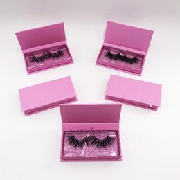 Pink Lashes Box Magnetic Eyelashes Packsge Box Popular Dramatic Glitter Boxes 25MM Mink Lash 3D Full Strip Lashes Custom Private Label LOGO