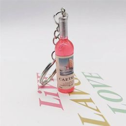 800pcs Cute Novelty Arcylic Mini Small Beer Party Gift Wine Bottle Keychain Assorted Color for Women Men Car Bag Keyring Pendant Accessions