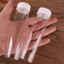 24pcs 30*120mm 60ml Transparent Glass perfume Spice Bottles with White Plastic Screw Cap Tiny Jar Vials DIY Craftgoods