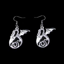 New Fashion Handmade 37*30mm Dragon Loong Earrings Stainless Steel Ear Hook Retro Small Object Jewellery Simple Design For Women Girl Gifts