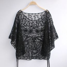 Blouse Women Blusas Mujer De Moda Verano Batwing Sleeve Plus Size Blouse Holow Lace Blouse Shirt Women Blouses Blusa D605 210426