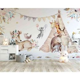 Beibehang Personalizzato 3d carta da parati bella originale foresta animale camera dei bambini sfondo pittura murale carte da parati decorazioni per la casa 210722