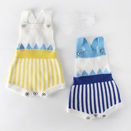 Baby Boys Girls Rompers Clothes Knit Spring Autumn Infant Stripe Bodysuit 210429