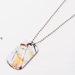 Sublimation American Blank Heat Transfer Pendant Party Favour Men's Necklace Stainless Steel Silver Dog Tag Pendant Necklace BBE13241